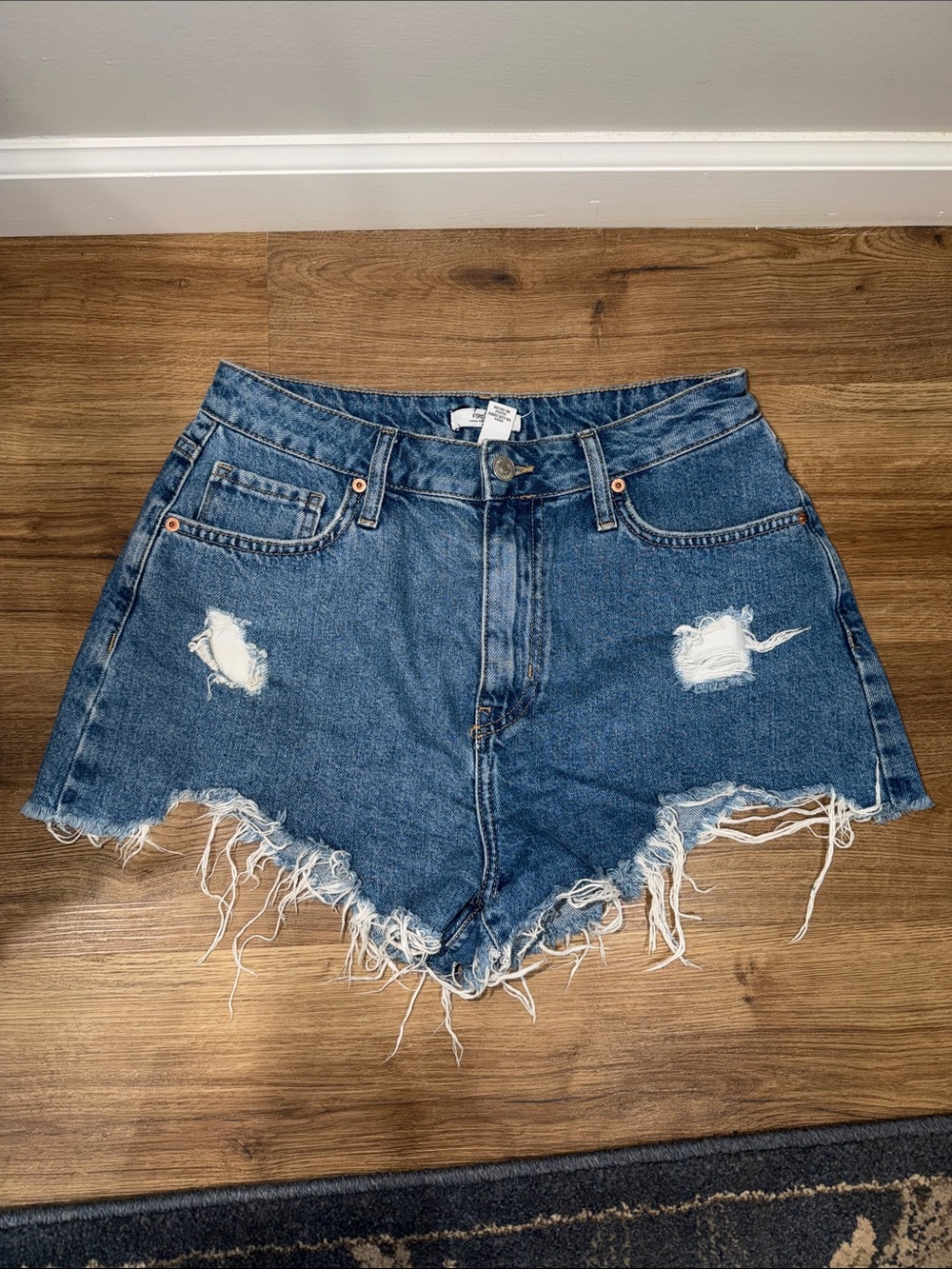 Forever 21 Distressed Blue Denim Cutoff Shorts